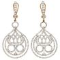 Estate 6.00Cts Diamond Gold Open Majestic Crown Dangle Drop Earrings