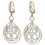 Estate 6.00Cts Diamond Gold Open Majestic Crown Dangle Drop Earrings