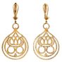 Estate 6.00Cts Diamond Gold Open Majestic Crown Dangle Drop Earrings