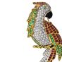 Vintage Diamond Ruby Emerald Onyx 18K Gold Parrot Pin Brooch