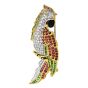 Vintage Diamond Ruby Emerald Onyx 18K Gold Parrot Pin Brooch