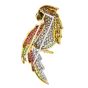 Vintage Diamond Ruby Emerald Onyx 18K Gold Parrot Pin Brooch