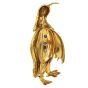 Vintage Sapphire 18K Gold Engraved Penguin Pin Brooch 