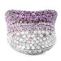 Modern10.50cts Pink Sapphire Diamond 18K Gold Wide Cocktail Ring 