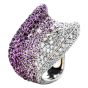 Modern10.50cts Pink Sapphire Diamond 18K Gold Wide Cocktail Ring 