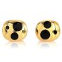 Vintage Retro Onyx 18K Yellow Gold Black Dot Tuxedo Cufflinks