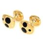 Vintage Retro Onyx 18K Yellow Gold Black Dot Tuxedo Cufflinks