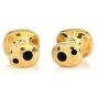 Vintage Retro Onyx 18K Yellow Gold Black Dot Tuxedo Cufflinks