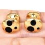 Vintage Retro Onyx 18K Yellow Gold Black Dot Tuxedo Cufflinks