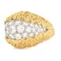 Vintage Diamond Cluster 18K Gold Dome Nugget Cocktail Ring