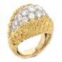 Vintage Diamond Cluster 18K Gold Dome Nugget Cocktail Ring