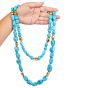 Vintage Turquoise 18K Gold GIA-Bead Spacers Necklace
