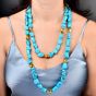Vintage Turquoise 18K Gold GIA-Bead Spacers Necklace