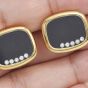 Chopard Vintage Happy Diamond Onyx 18K Yellow Gold Men's Cufflinks