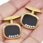 Chopard Vintage Happy Diamond Onyx 18K Yellow Gold Men's Cufflinks