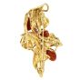 Vintage Diamond Carved Coral 18K Gold Strawberries Floral Leaf Brooch Pin Pendant