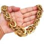 Retro 18K Yellow Gold Byzantine Graduated Woven Solid Link Necklace