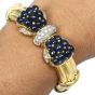 Estate Diamond Sapphire 18K Gold Bow Cuff Bangle Bracelet-Dover Jewelry