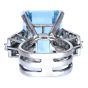Vintage Aquamarine Diamond Platinum Tall Geometric Cocktail Ring 