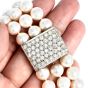 Estate Cluster Diamond Pearl Gold Clasp Three Strand Necklace