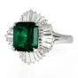 Certified 3.22ct Colombian Emerald Diamond Platinum Ballerina Ring