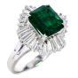 Certified 3.22ct Colombian Emerald Diamond Platinum Ballerina Ring