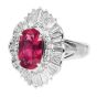 GIA Oval Cut Ruby Diamond Platinum Ballerina Cocktail Ring