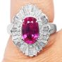 GIA Oval Cut Ruby Diamond Platinum Ballerina Cocktail Ring