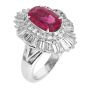 GIA Oval Cut Ruby Diamond Platinum Ballerina Cocktail Ring