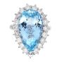 GIA 10.77ct Aquamarine Diamond Platinum Drop Pear Cut Cocktail Ring