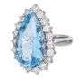 GIA 10.77ct Aquamarine Diamond Platinum Drop Pear Cut Cocktail Ring