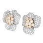 Estate 22.76 Carats Fancy Yellow Diamond 18K Gold Flower Cluster Large Clip On Earrings