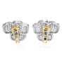 Estate 22.76 Carats Fancy Yellow Diamond 18K Gold Flower Cluster Large Clip On Earrings