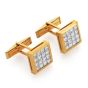 Vintage Diamond 18K Yellow Gold Square Invisible Set Cufflinks