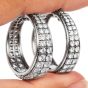 Estate 5.50 Carats Diamond 18K White Gold Wide Hoop Earrings