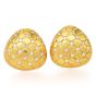  Estate Diamond 18K Yellow Gold Quilted Cushion Clip On Earrings