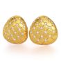  Estate Diamond 18K Yellow Gold Quilted Cushion Clip On Earrings