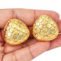  Estate Diamond 18K Yellow Gold Quilted Cushion Clip On Earrings