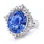 GIA 8.04ct Blue Sapphire Diamond Platinum Ballerina Halo Cocktail Ring 
