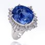 GIA 8.04ct Blue Sapphire Diamond Platinum Ballerina Halo Cocktail Ring 