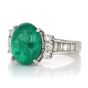 GIA 3.92ct Cabochon Emerald Diamond Platinum Cocktail Ring