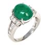 GIA 3.92ct Cabochon Emerald Diamond Platinum Cocktail Ring