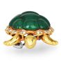 Vintage Diamond Chalcedony 18K Yellow Gold Turtle Brooch Pin