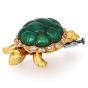 Vintage Diamond Chalcedony 18K Yellow Gold Turtle Brooch Pin