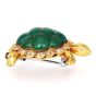 Vintage Diamond Chalcedony 18K Yellow Gold Turtle Brooch Pin