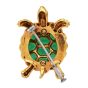 Vintage Diamond Chalcedony 18K Yellow Gold Turtle Brooch Pin