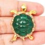 Vintage Diamond Chalcedony 18K Yellow Gold Turtle Brooch Pin