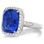 Estate Certified 17.26ct Ceylon Blue Sapphire Diamond White Gold Cushion Cocktail Ring 