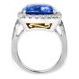 Estate Certified 17.26ct Ceylon Blue Sapphire Diamond White Gold Cushion Cocktail Ring 
