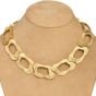 Signed Retro 18K Yellow Gold Fancy Large Textured Link Choker Necklace